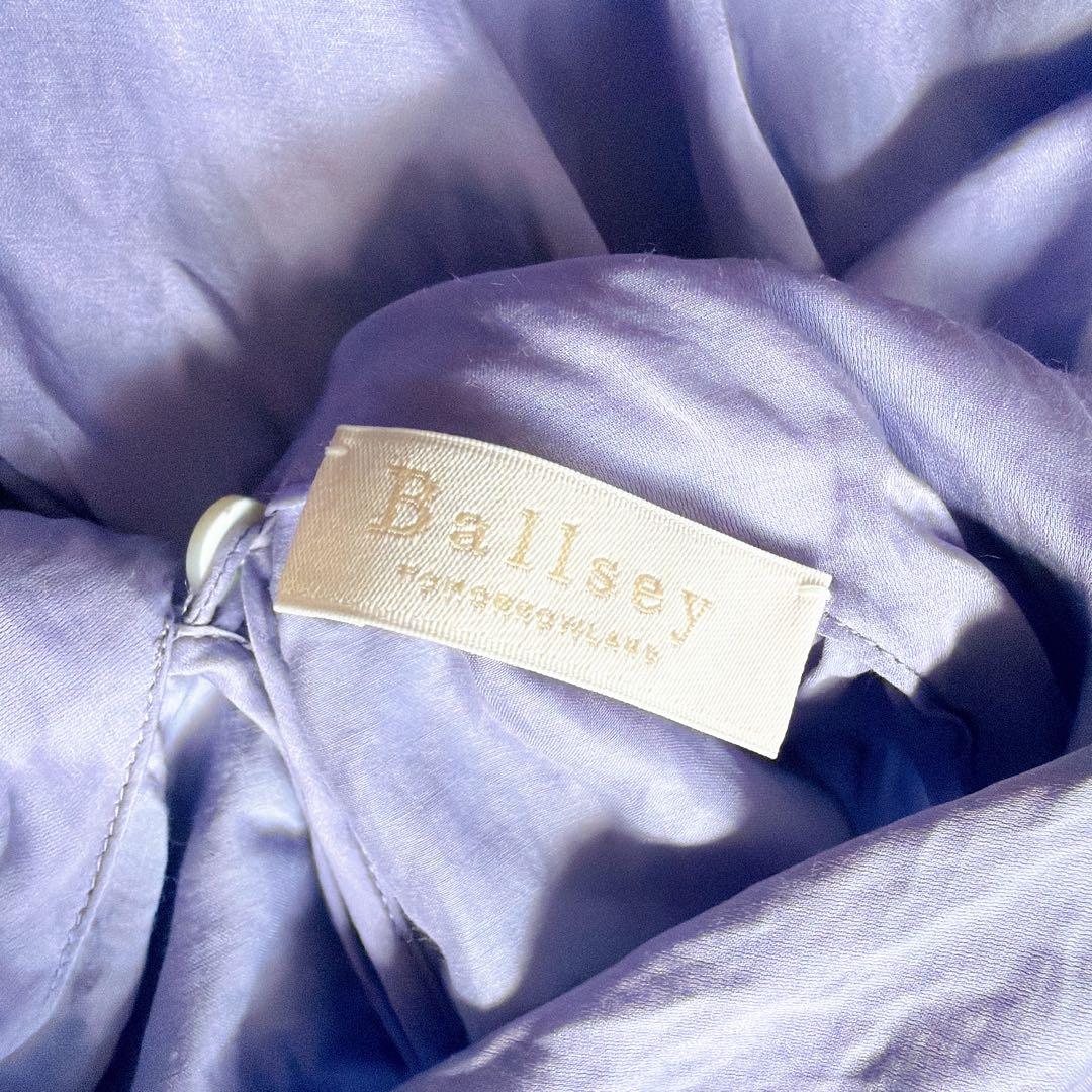 ボールジィ　コットンシルクサテン バックボウタイブラウス　パープル　36