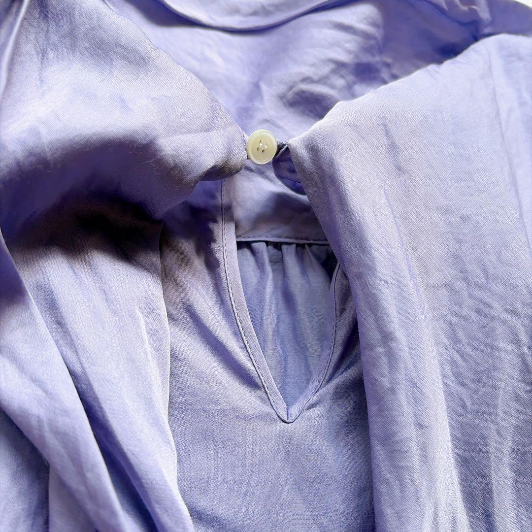 ボールジィ　コットンシルクサテン バックボウタイブラウス　パープル　36