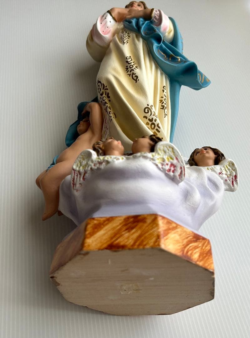 【超超希少美45.3cm】✞無原罪の御宿り 胸に手を当てる聖母マリア像　宗教彫刻