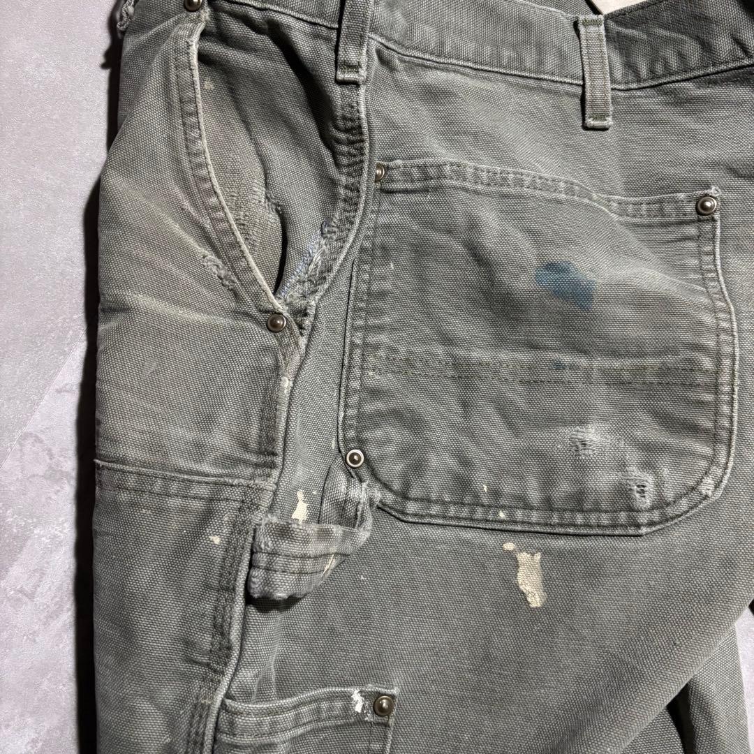 極上 カーハート carhartt ペインターパンツ ダブルニー モスグリーン