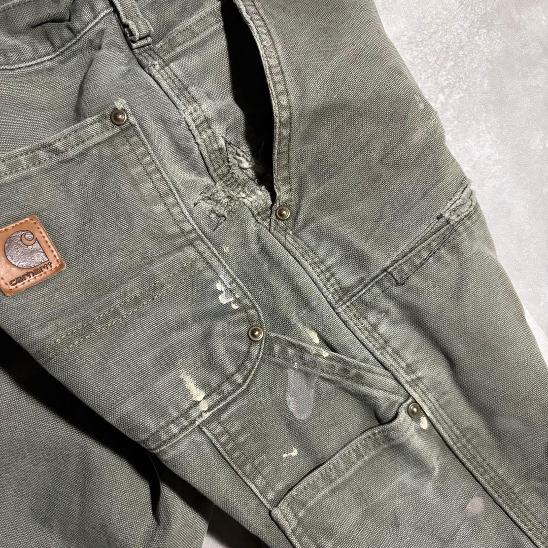 極上 カーハート carhartt ペインターパンツ ダブルニー モスグリーン