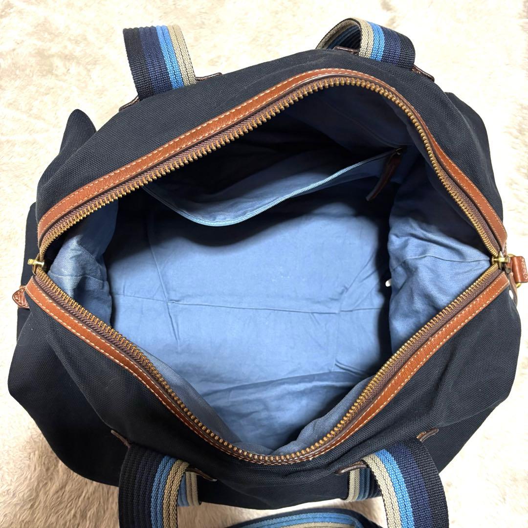 Paul Smith トートバッグ マルチストライプ ブルー 紺 本革