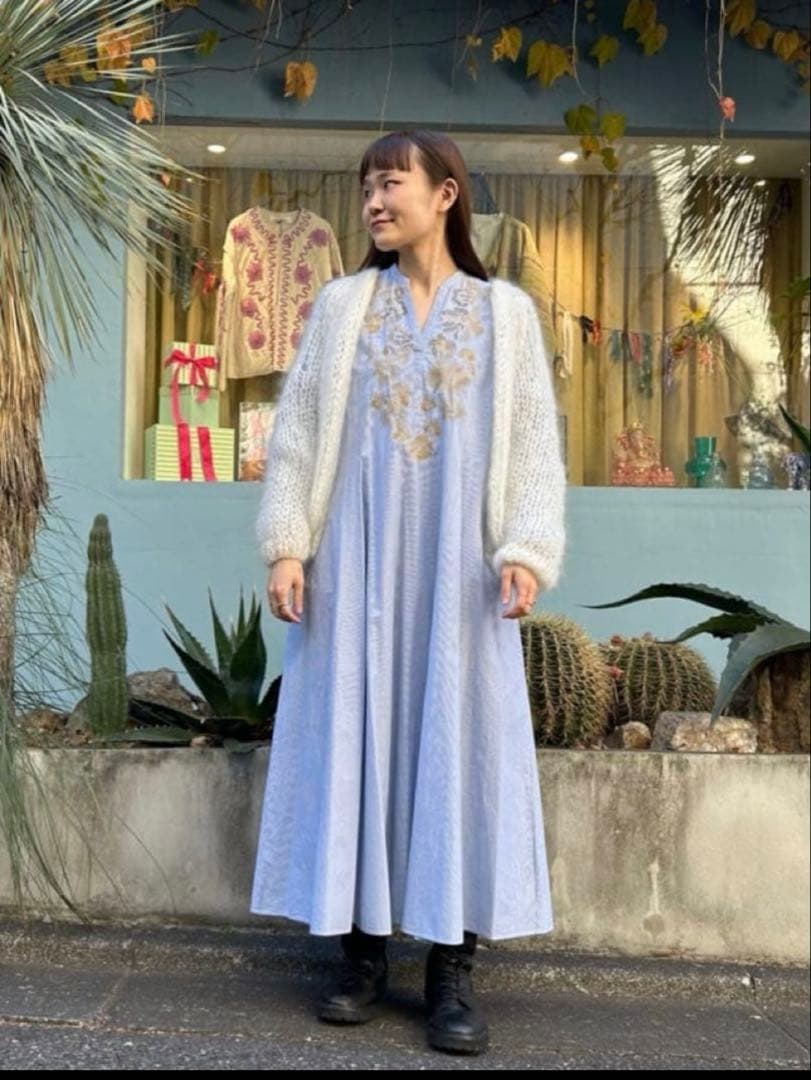 美品✨ヌキテパ エンブロイダリー 刺繍パネルワンピース S