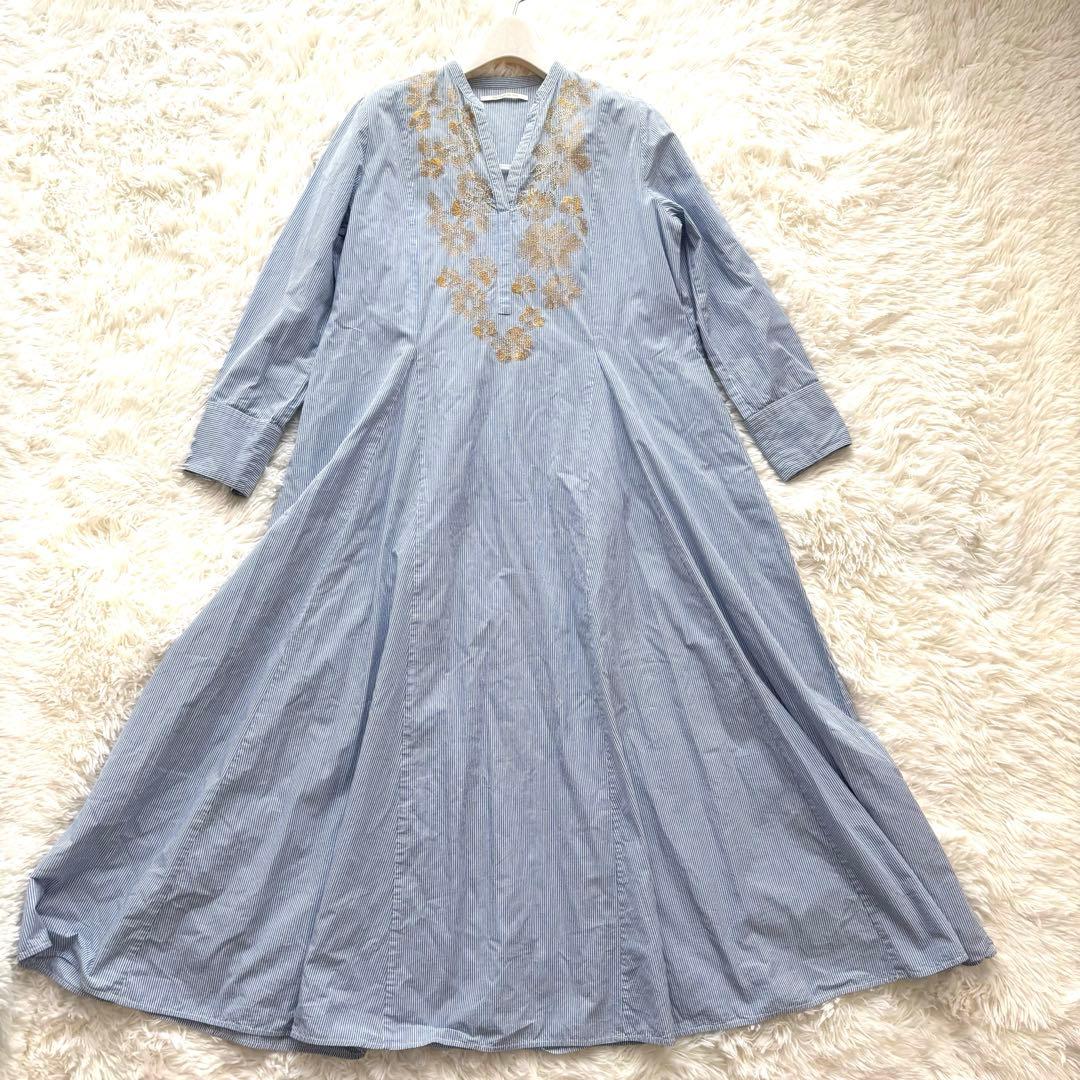 美品✨ヌキテパ エンブロイダリー 刺繍パネルワンピース S