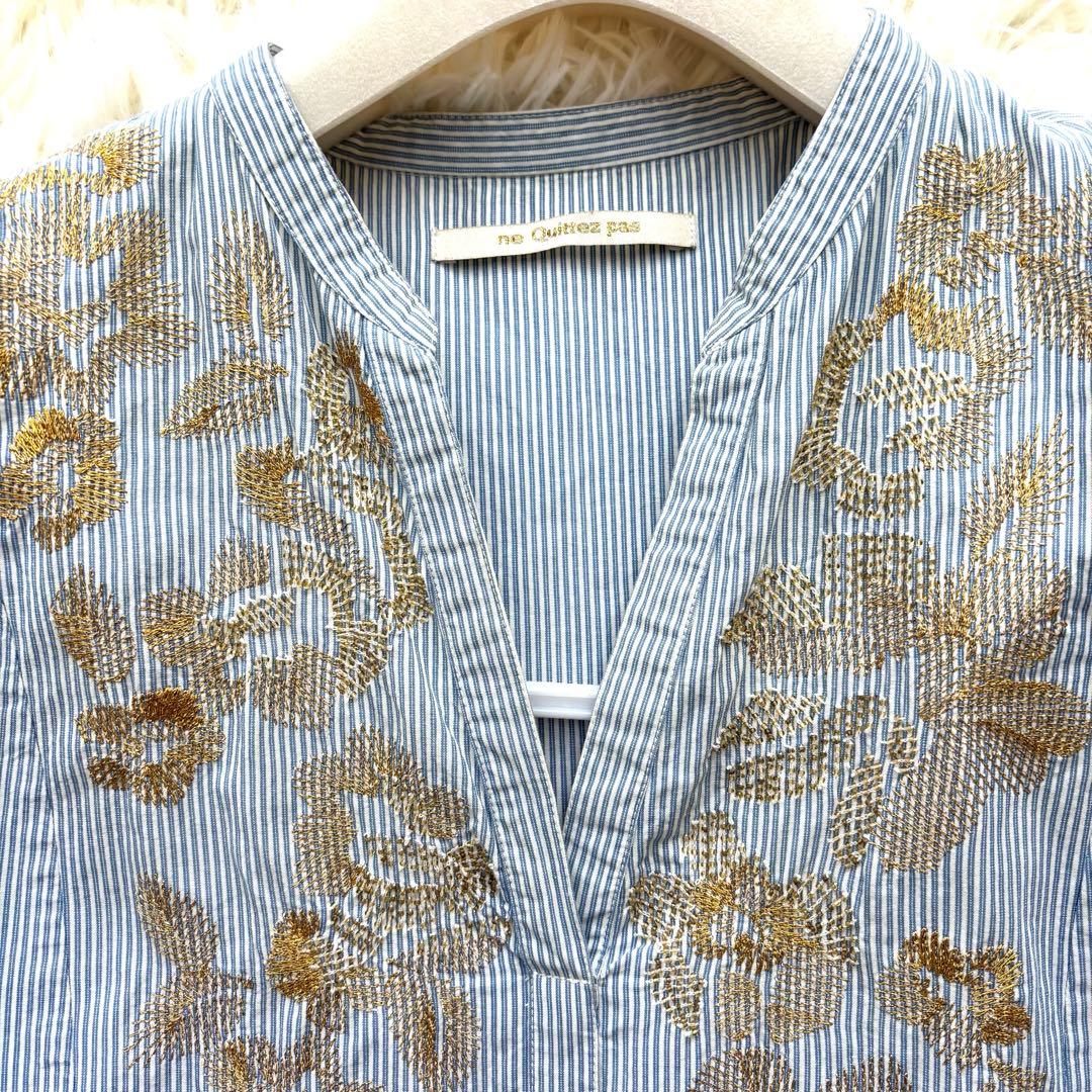 美品✨ヌキテパ エンブロイダリー 刺繍パネルワンピース S