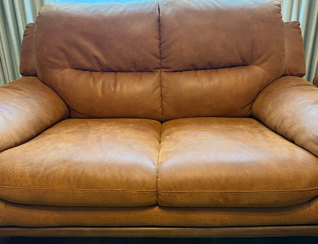 【送料込み】筑波産商 ARBOL ニンバス ソファ　レザーファブリックキャメル