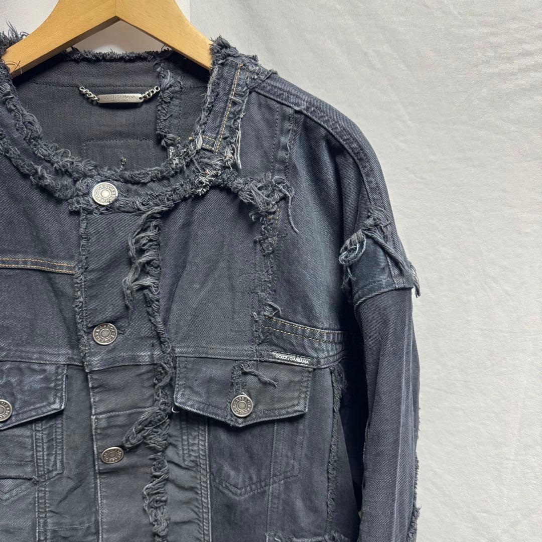 DOLCE&GABBANA パッチワークデニムジャケット　ブラック　再構築