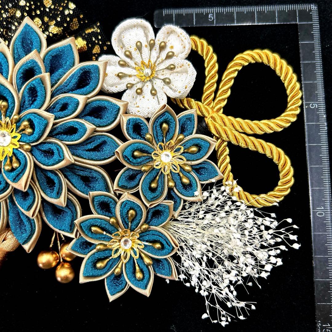 和装髪飾り 成人式 振袖 色打掛 結婚式 卒業式 白無垢 青緑