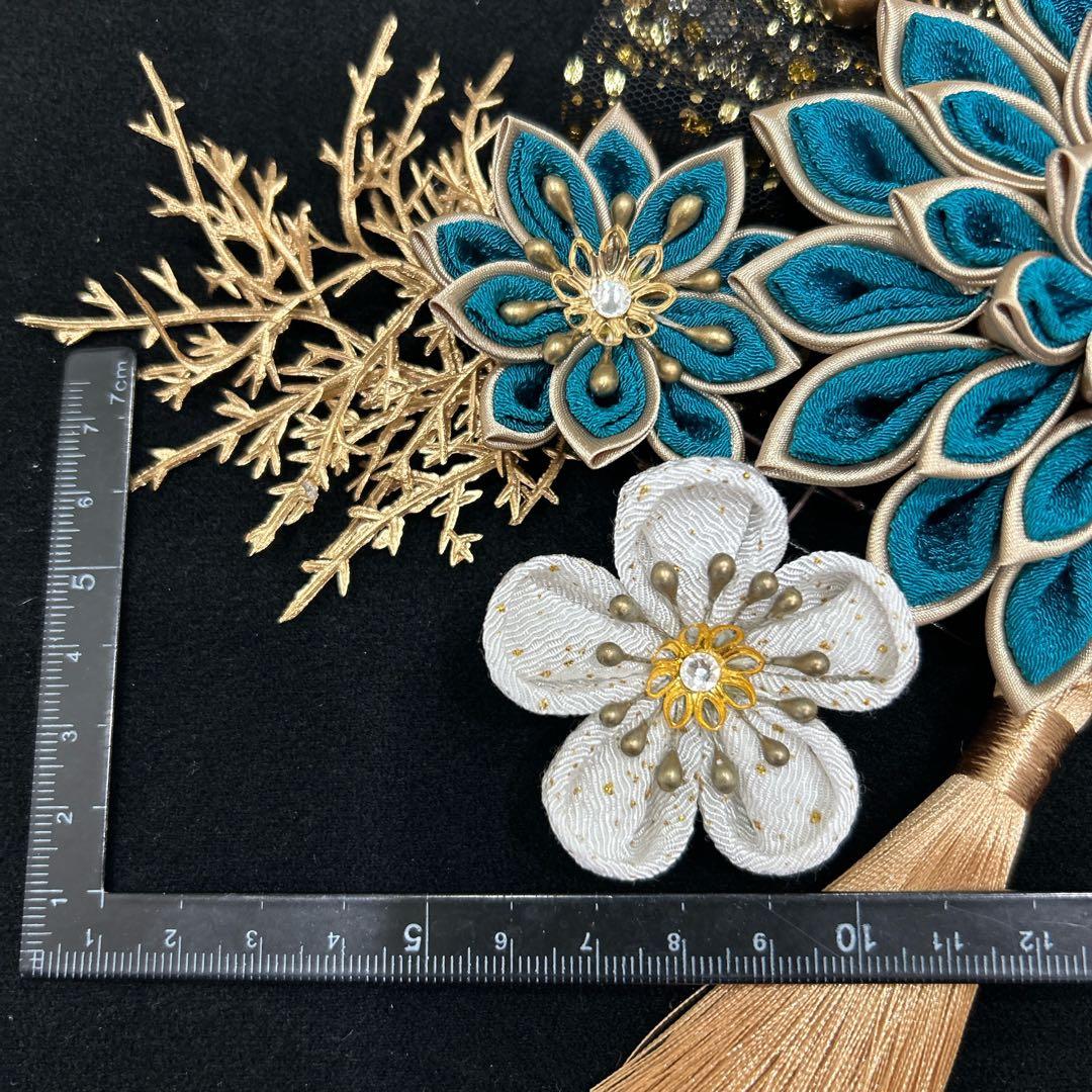 和装髪飾り 成人式 振袖 色打掛 結婚式 卒業式 白無垢 青緑