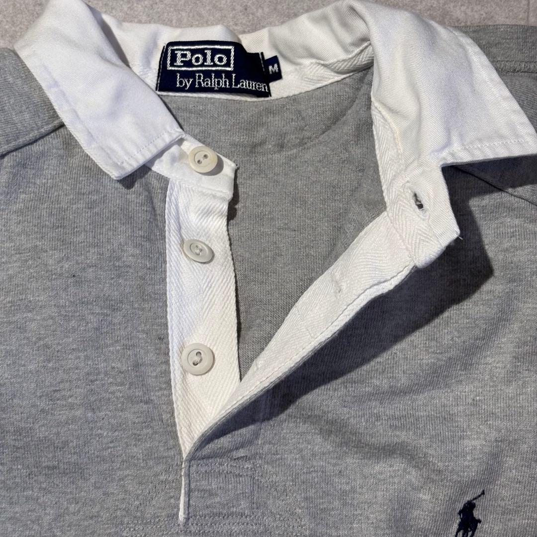 【ラガーシャツ】ラルフローレン　グレー　長袖ポロシャツ　Mサイズ