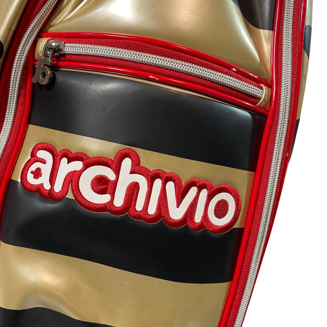 ARCHIVIO アルチビオ フード付き キャディバッグ ゴールド 総柄 ゴルフ