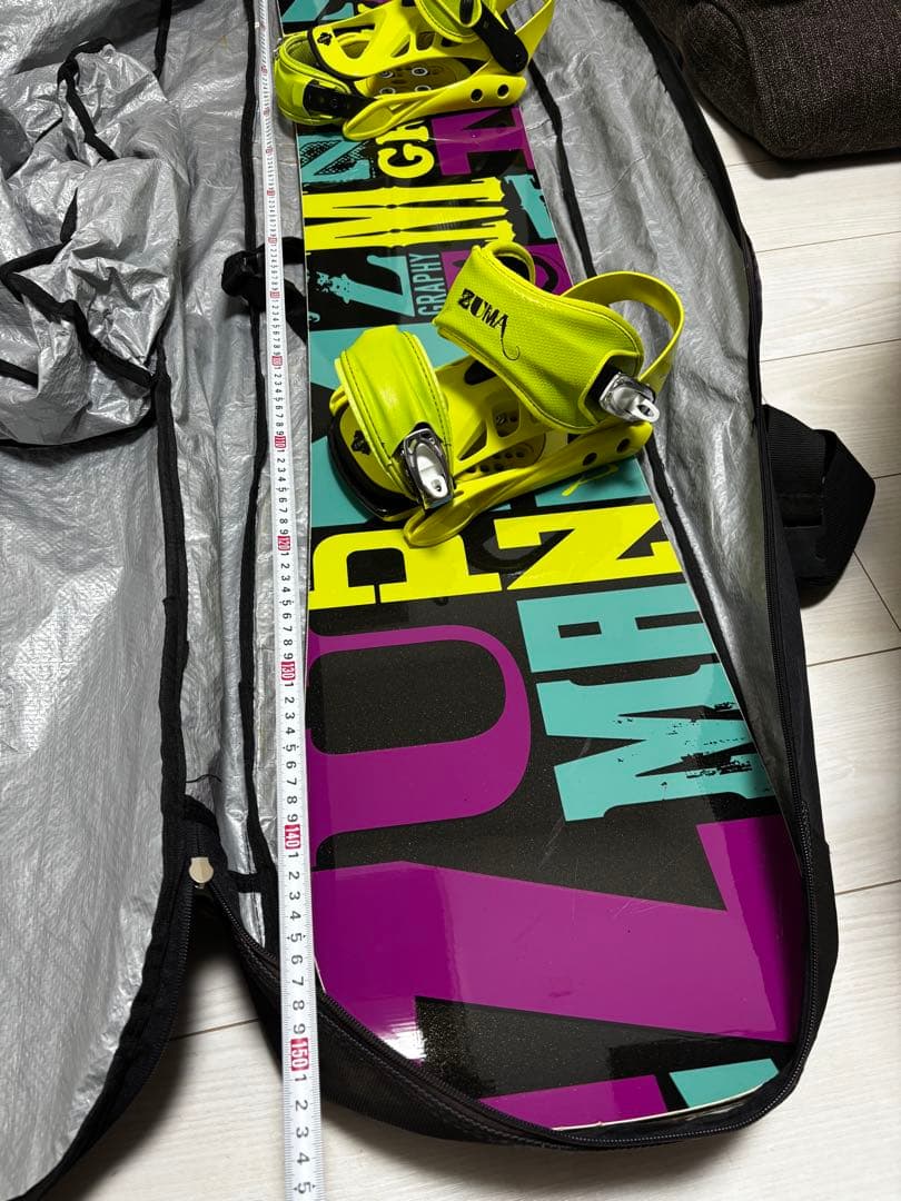 ZUMA イエロービンディング　スノーボード、ブーツ、ケース4点セット