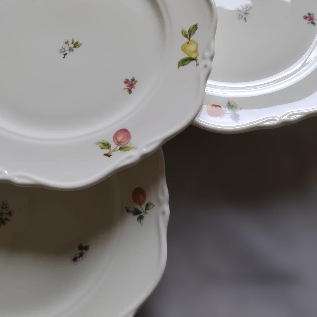 メタライズド小花、フルーツ柄 希少 緑壺６枚