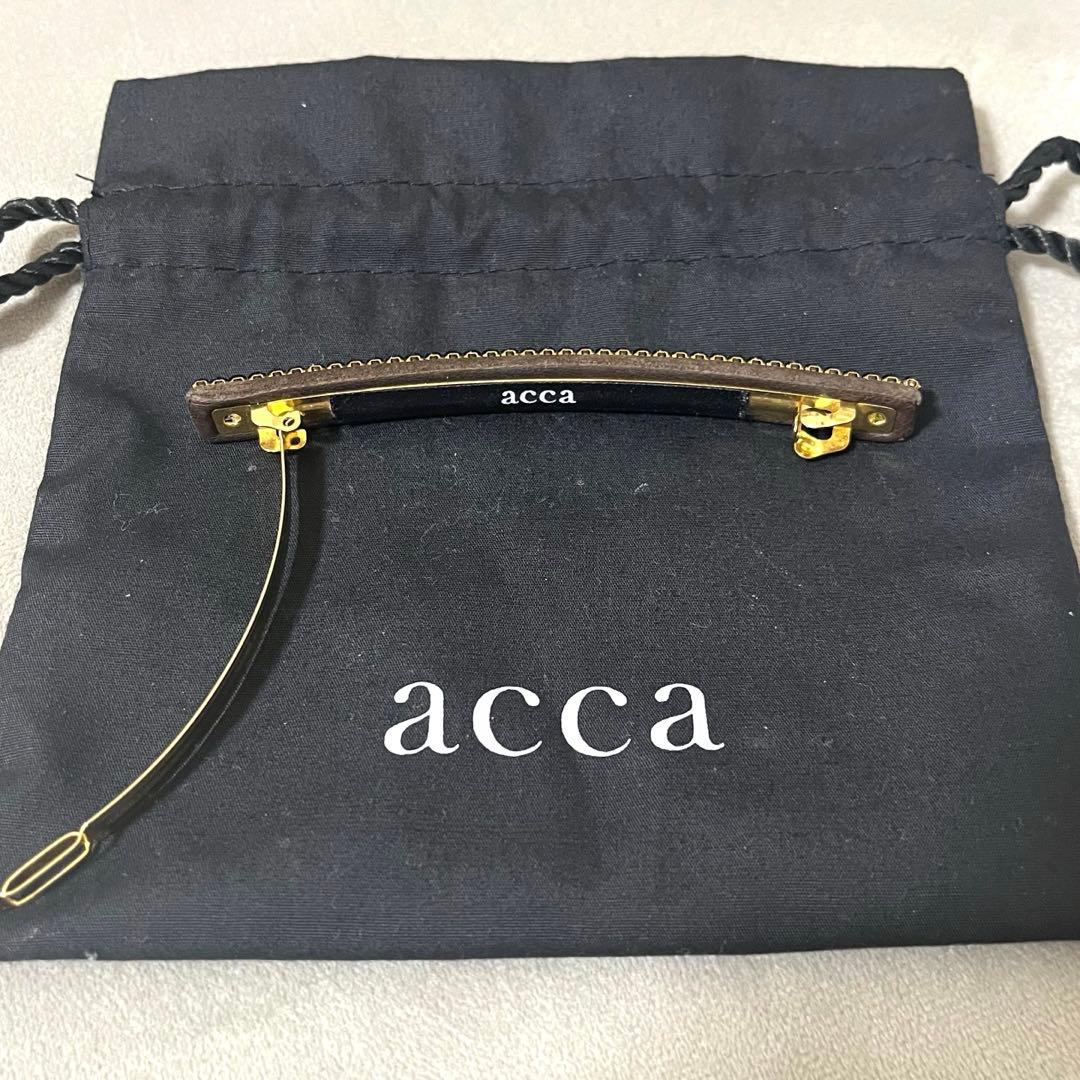 acca バレッタ　オードリー　ブラウン　茶色　スワロスフキー　ポーチ　巾着