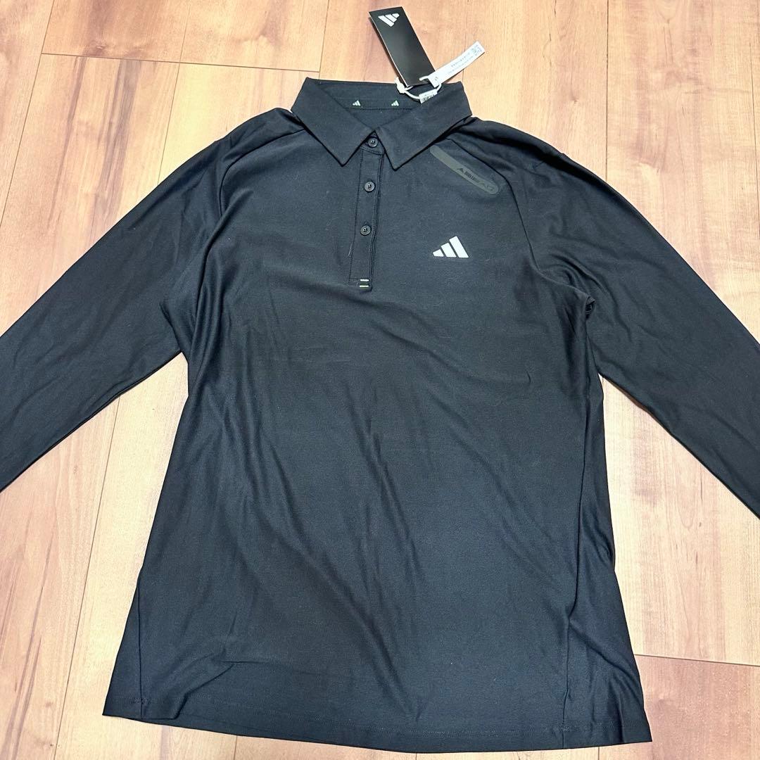 長袖ポロシャツ　ロゴプリントスカート　セットアップ　春夏　サイズL ブラック