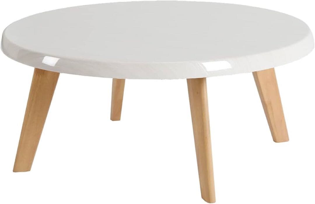 【美品】tac INTERIOR 円形 木目 鏡面仕上げ ローテーブル ホワイト