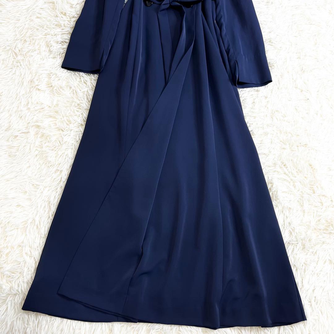 極美品✨セルフォード トレンチ風ワンピー ロング リボン フォーマル ネイビー