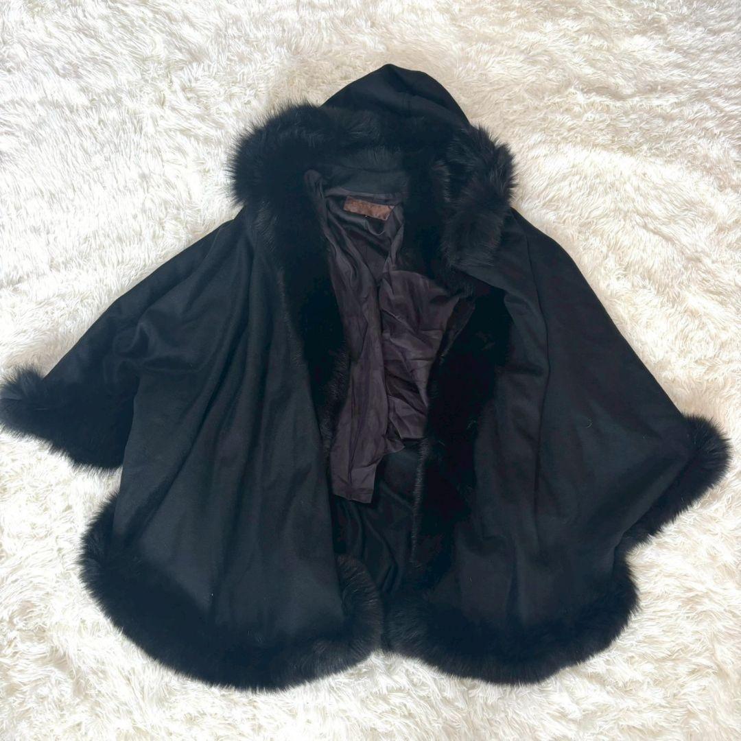 ポテト☆BALMAIN バルマン カシミヤ フォックスファー ポンチョコー