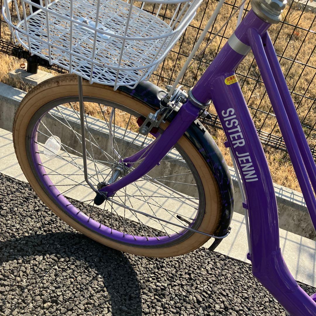 子供用自転車 紫色 前部バスケット付きジェニー