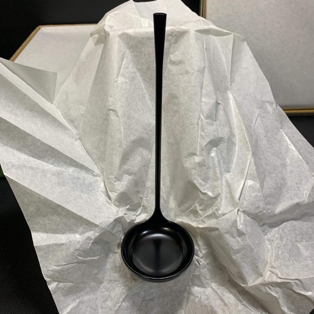 未使用　黒刷毛目松葉　懐石揃10客(懐石膳/椀/盃/杓子/盆/他)