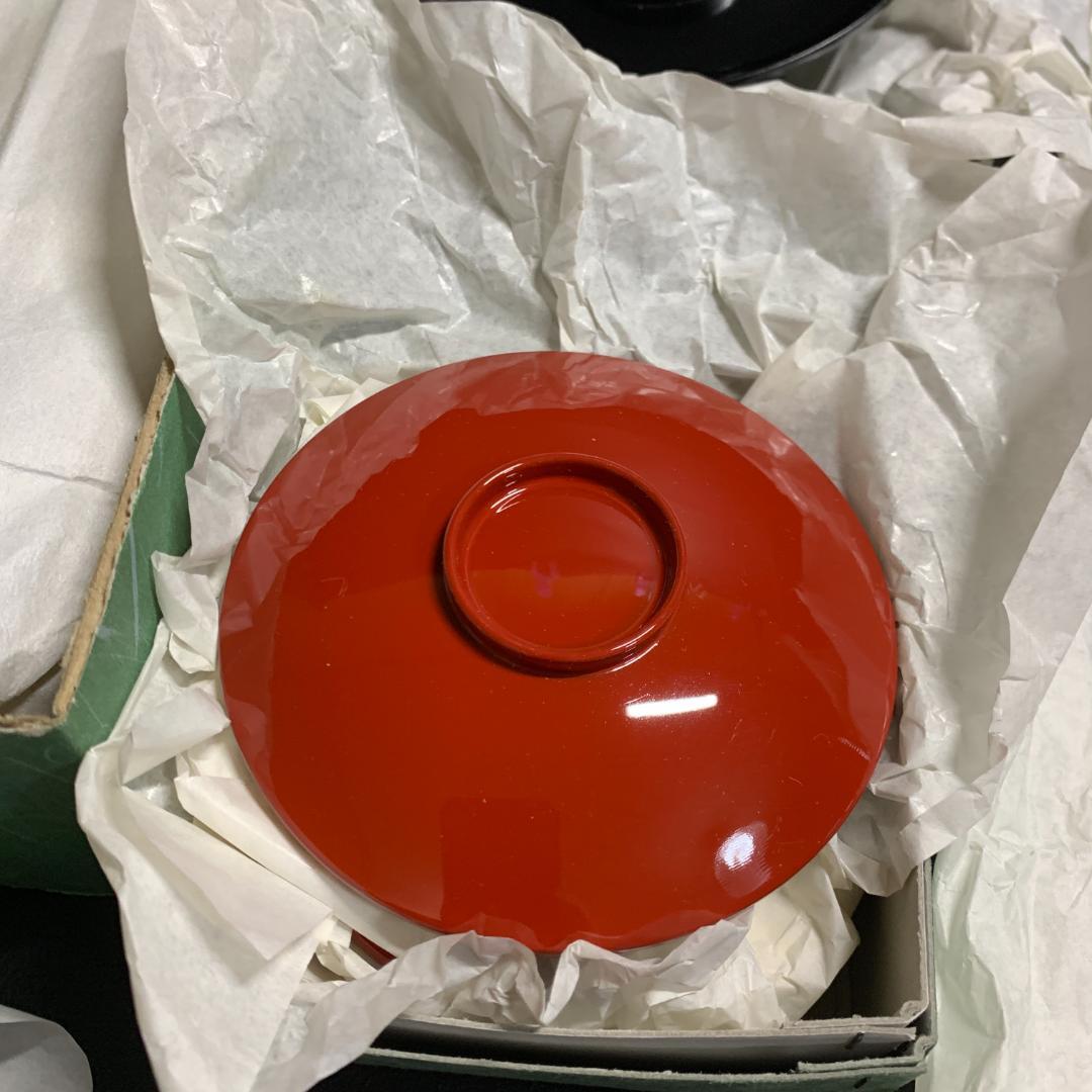 未使用　黒刷毛目松葉　懐石揃10客(懐石膳/椀/盃/杓子/盆/他)