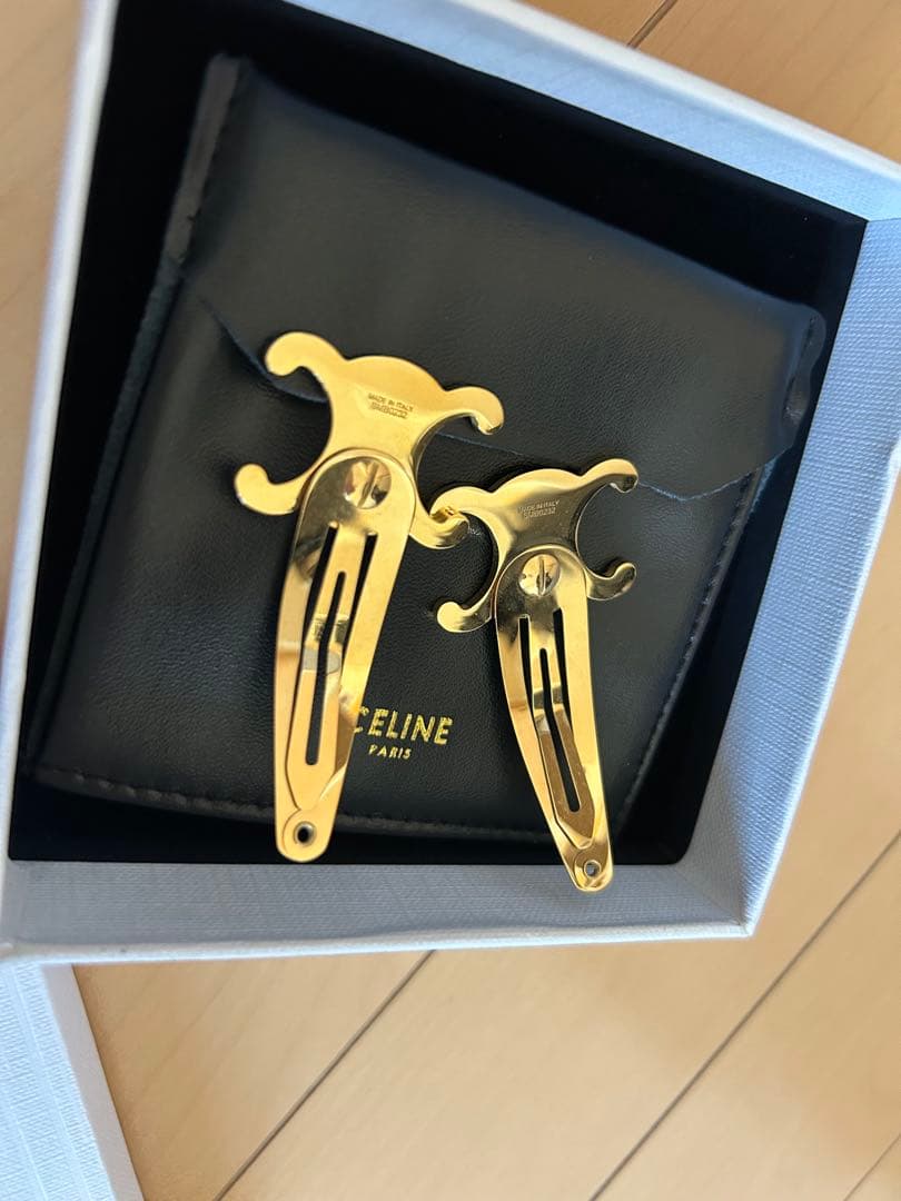 CELINE スナップ　ヘアクリップ/ゴールドフィニッシュ