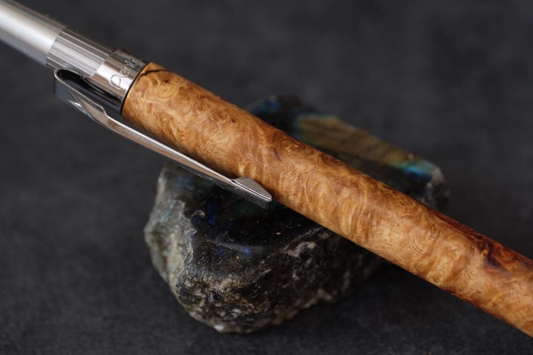 PG5木軸カスタム0254　高村杢工房 製図用シャープペンシル　花梨瘤紅白