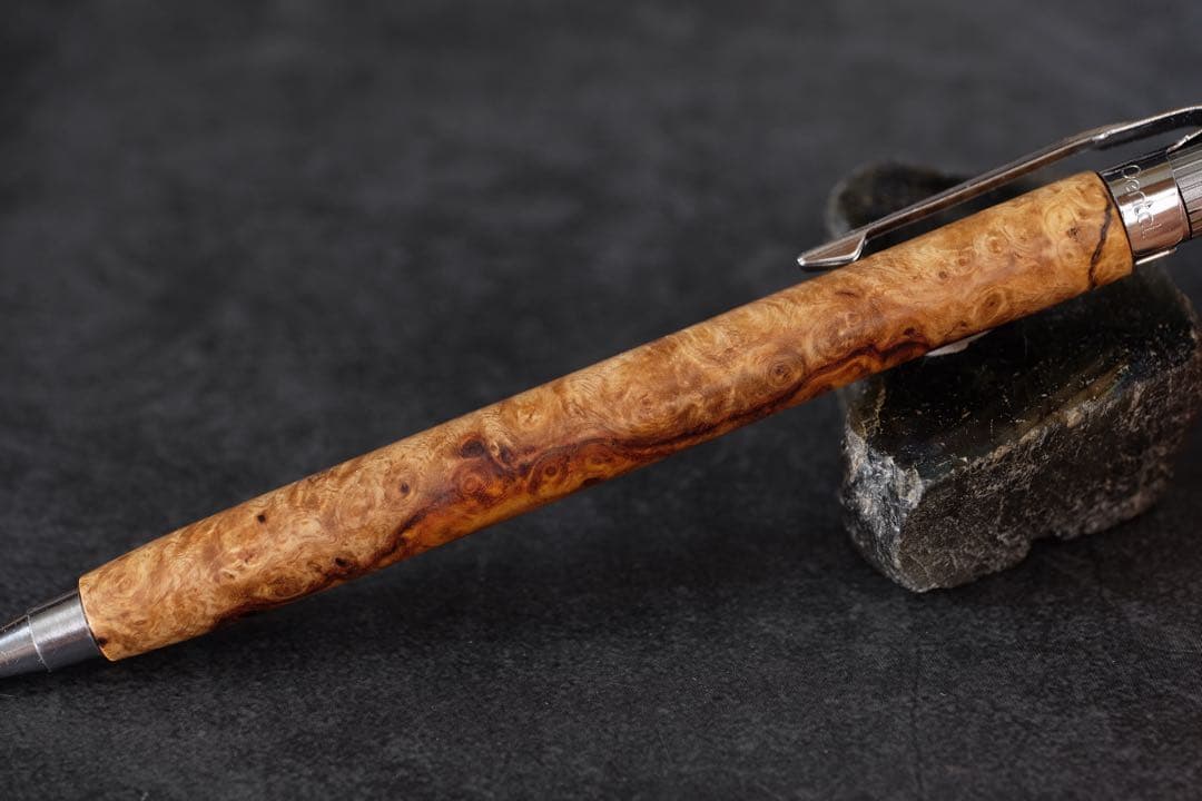 PG5木軸カスタム0254　高村杢工房 製図用シャープペンシル　花梨瘤紅白