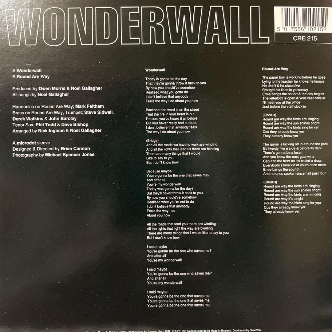 oasis オアシス Wonderwall '7 UK Org CRE215
