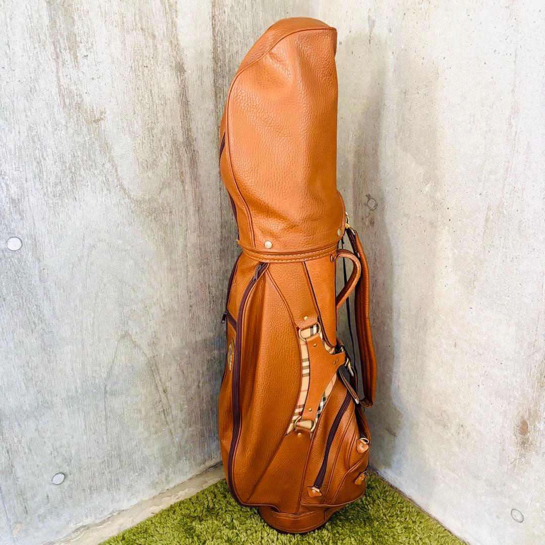 ビンテージ　バーバリー　ゴルフクラブ　キャディバッグ　ノバチェック　本革　レザー