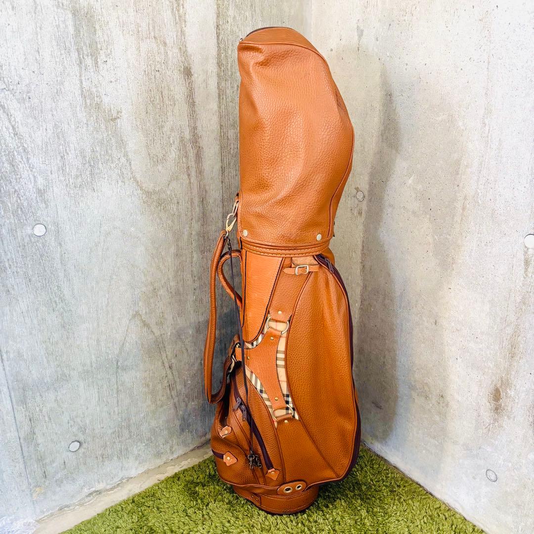 ビンテージ　バーバリー　ゴルフクラブ　キャディバッグ　ノバチェック　本革　レザー