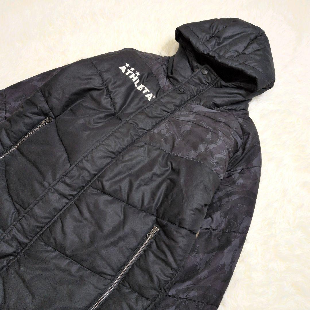 最終お値下げ　アスレタ ベンチコート ATHLETA ロングコート 黒 迷彩 M