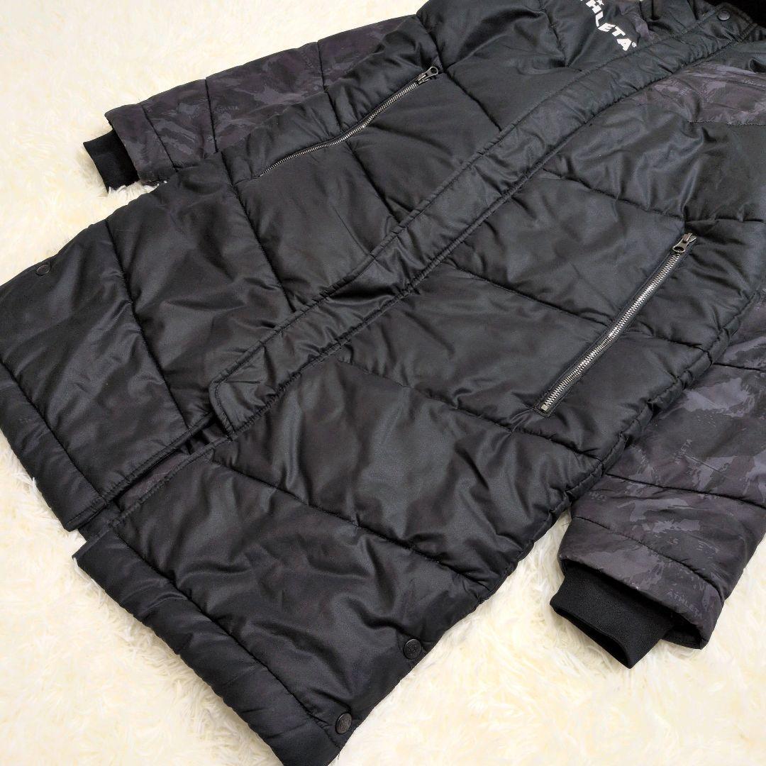 最終お値下げ　アスレタ ベンチコート ATHLETA ロングコート 黒 迷彩 M