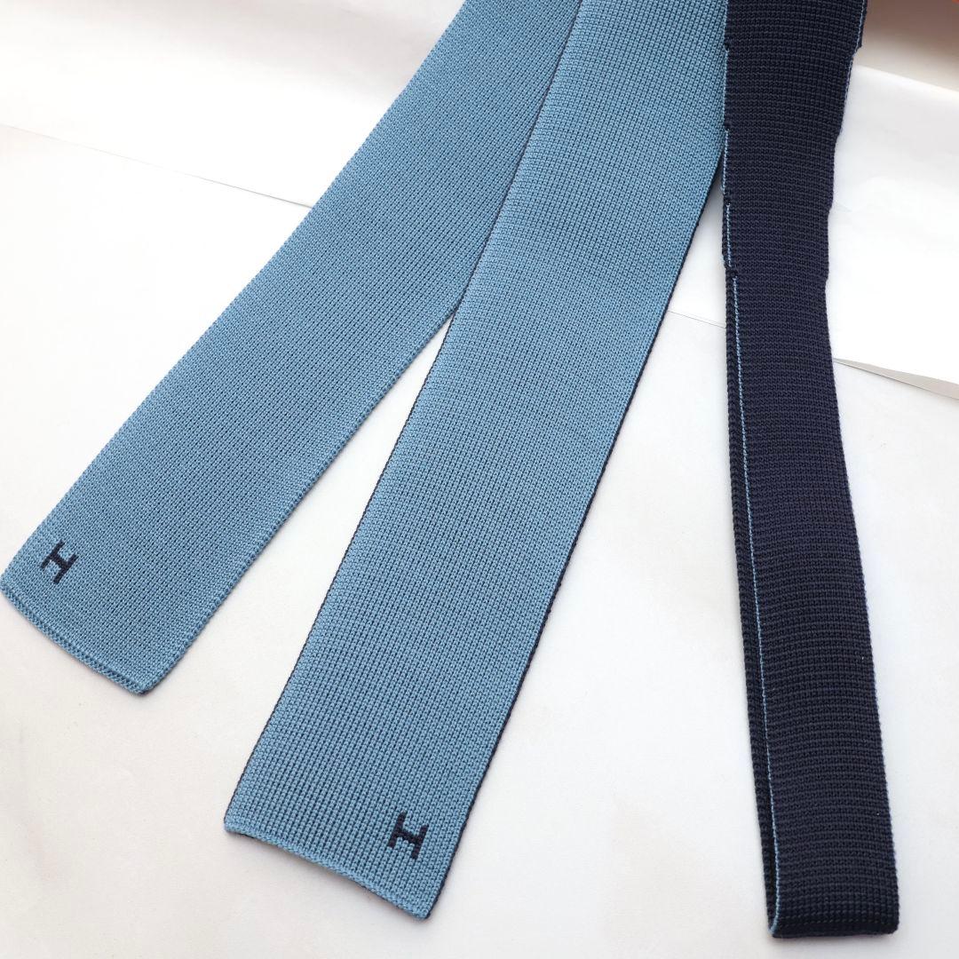 ソルド品 HERMES エルメス 未使用リバーシブル ネクタイ ニットタイ