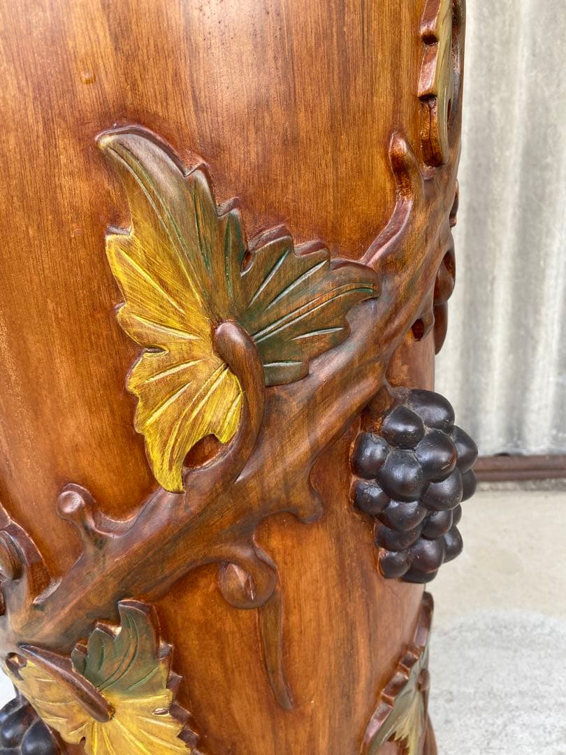 木製　傘立て　葡萄　アンティーク　マホガニー