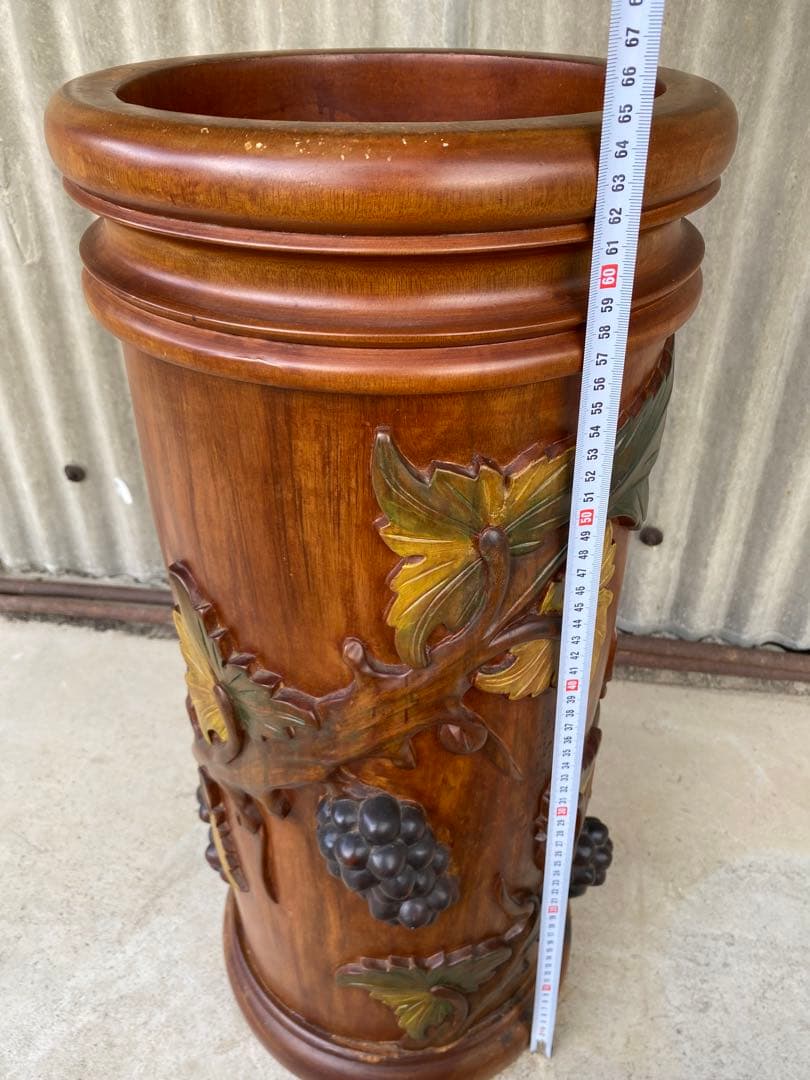 木製　傘立て　葡萄　アンティーク　マホガニー