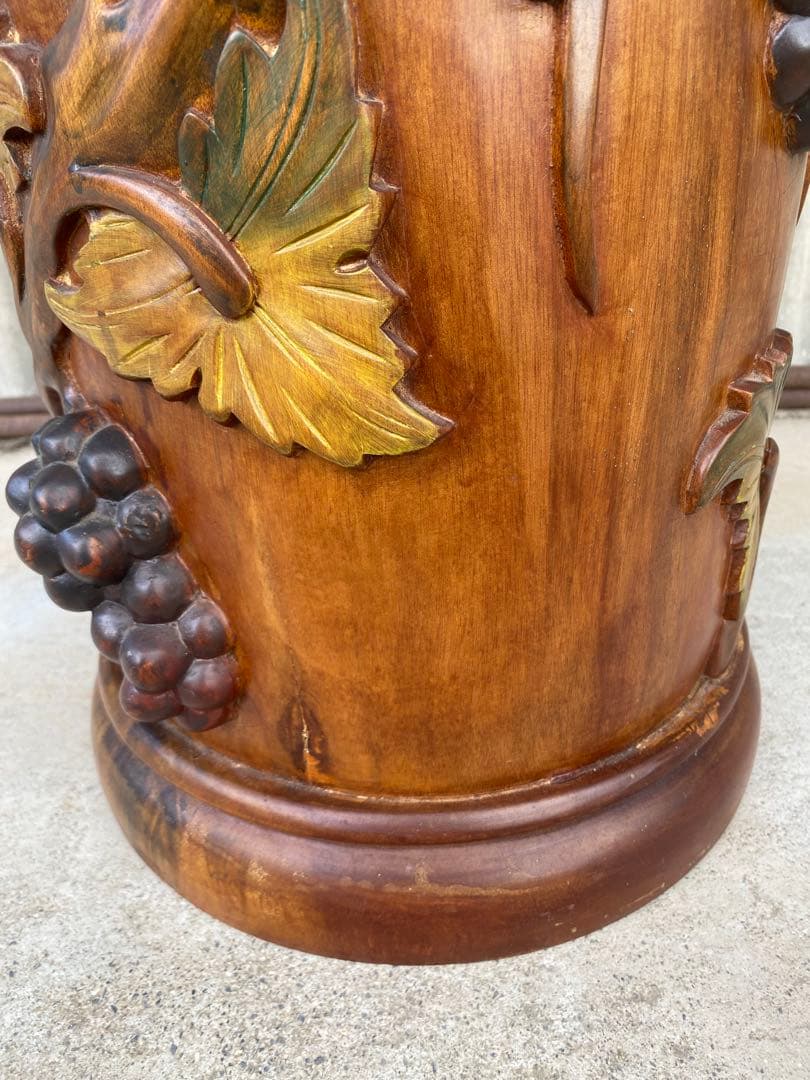 木製　傘立て　葡萄　アンティーク　マホガニー