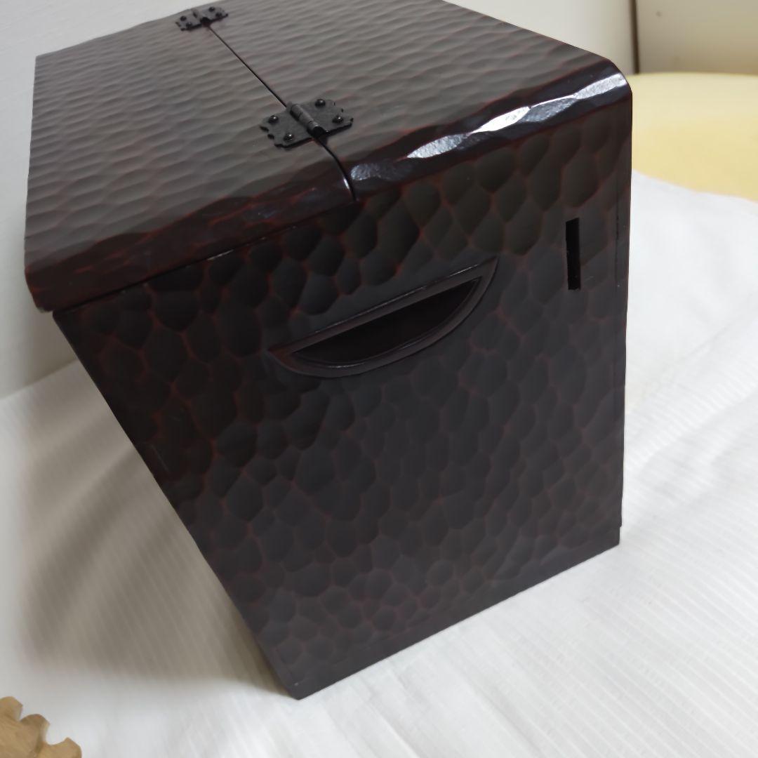 【良品】鎌倉彫り　整理箱　手彫り　アクセサリー　五引出し　隠し収納　上部収納