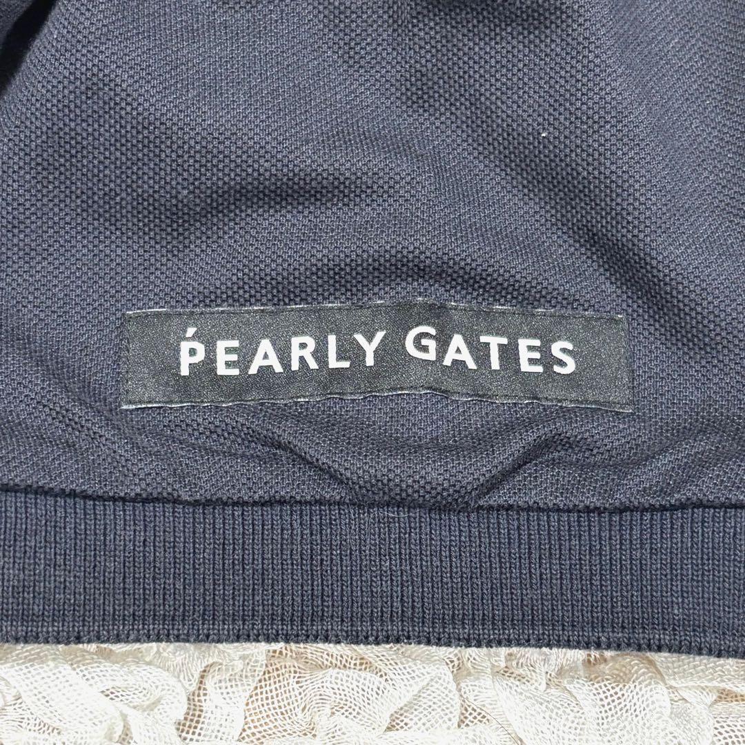 美品 パーリーゲイツ ポロシャツ 背面ロゴ 23SS ゴルフ ウェア ネイビー