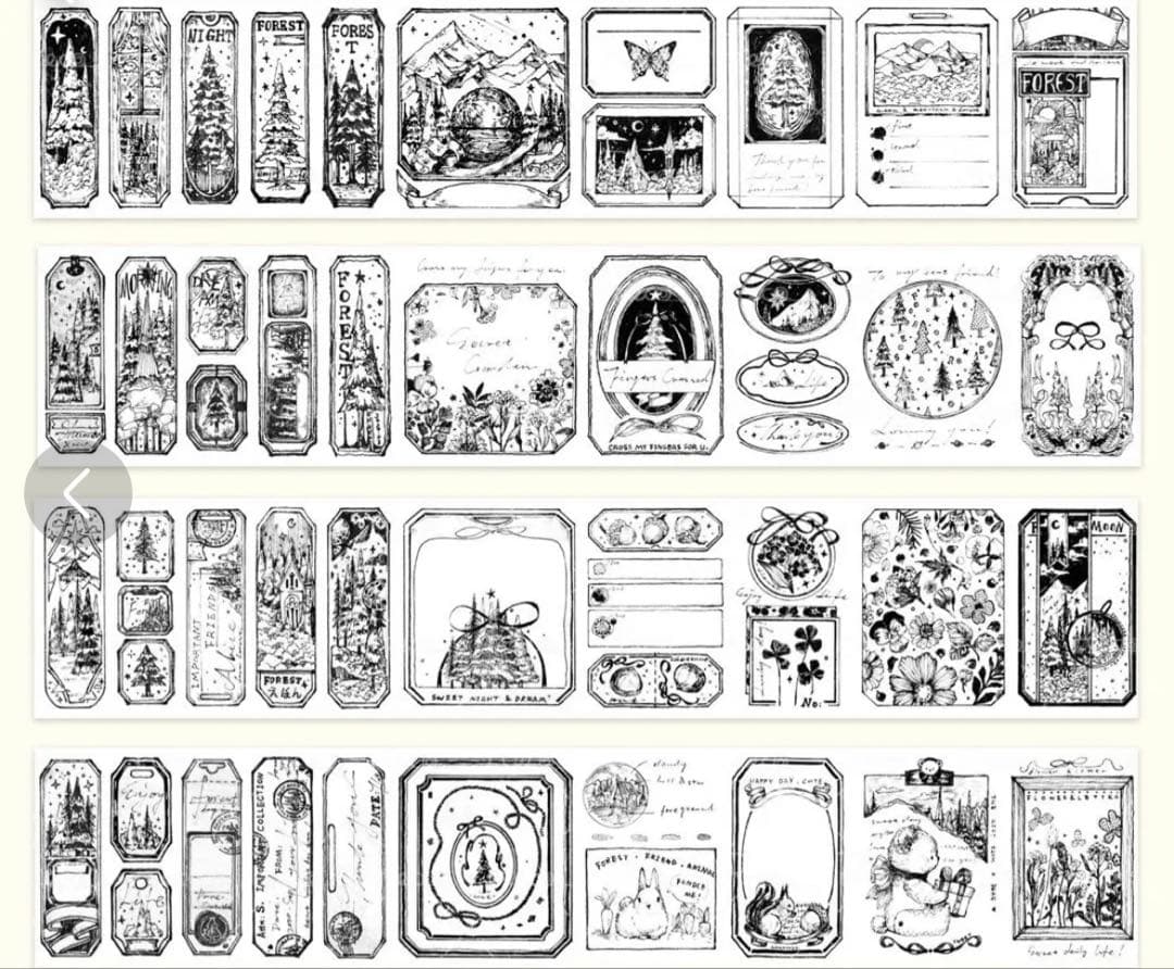 海外マステ　樹下下下　 新品11個セット 海外マスキングテープ