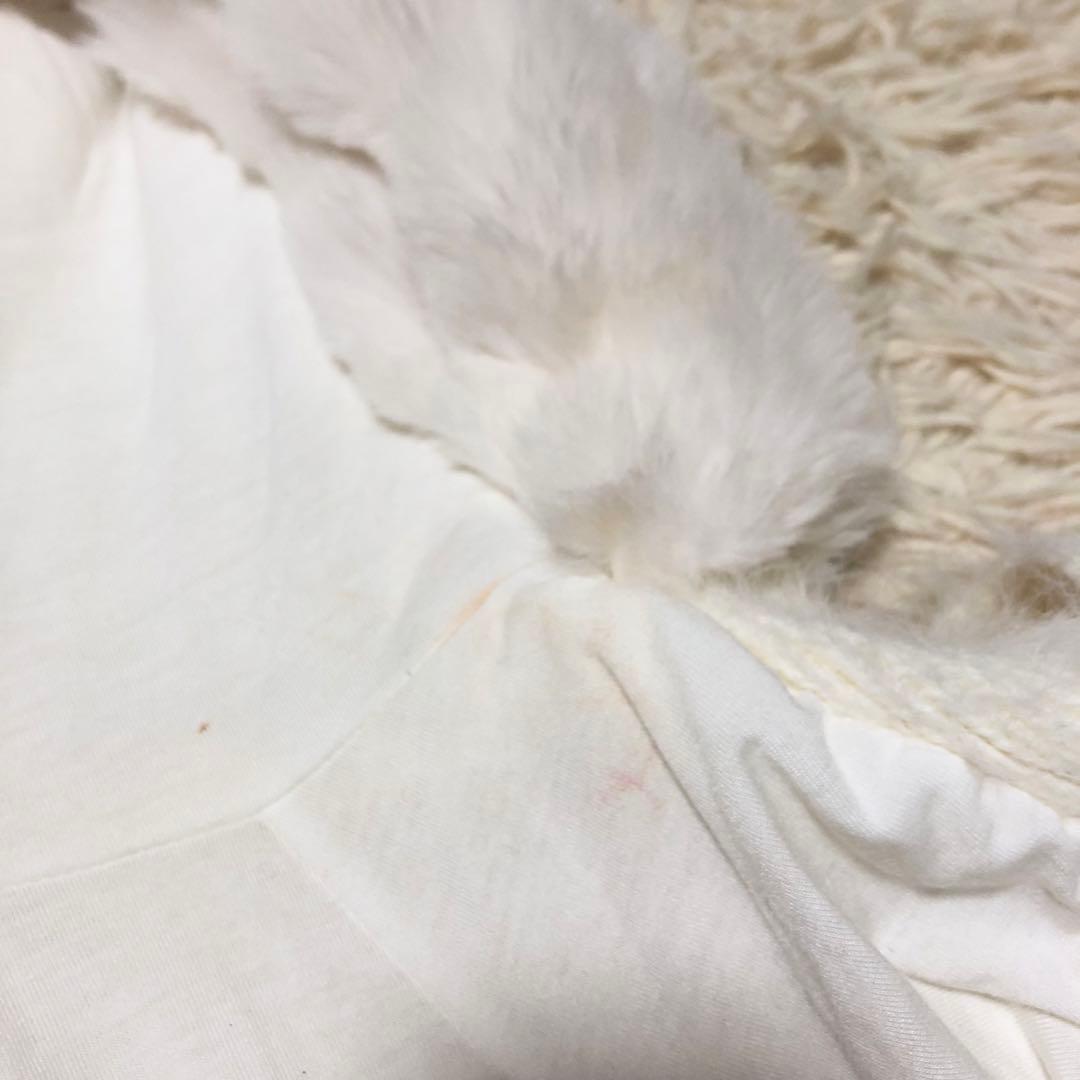 LIZLISA ダブルリボンニットファーポンチョ パール　ビジュー　ホワイト　F