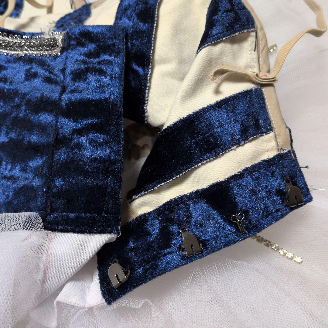 子供　バレエ衣装　チュチュ　ネイビー　130〜140cm　腕飾り付き