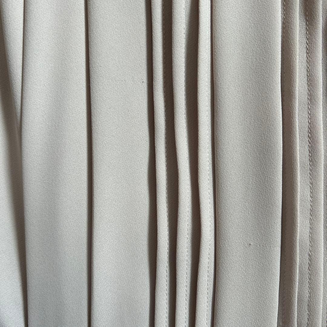 美品　セルフォード　ロングワンピース　ボウタイ　プリーツ　ベージュ　サイズ38