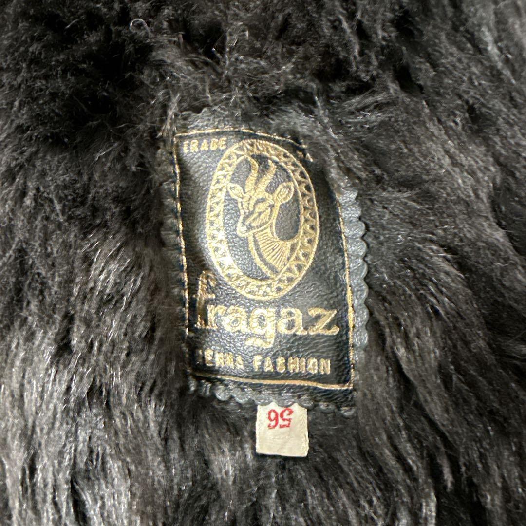 【大きいサイズ】ヌバック ファー 毛皮コート レザーコート ブラウン Y2K