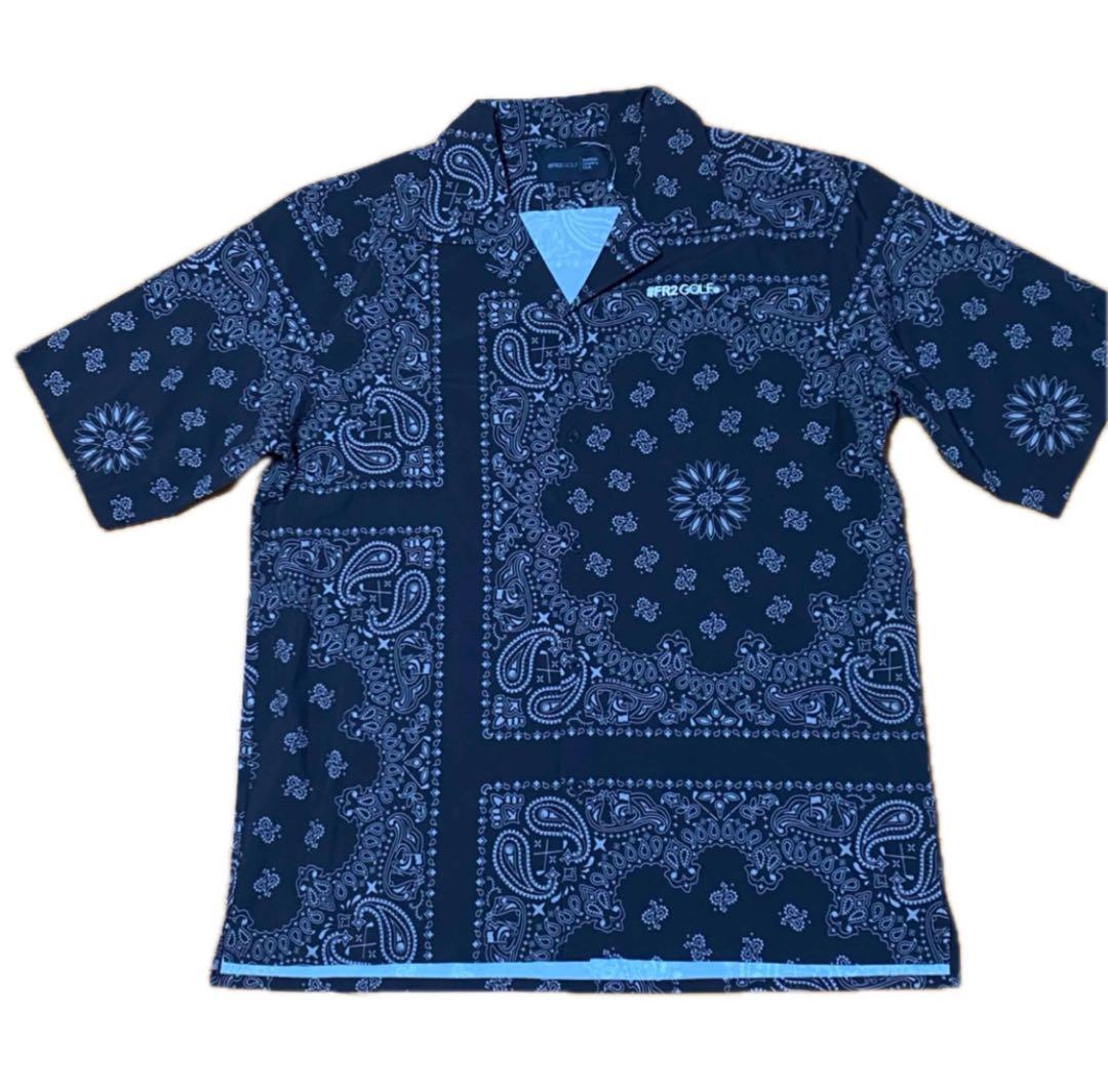 新品・未使用 FR2GOLF 半袖シャツ ペイズリー柄 黒 XL