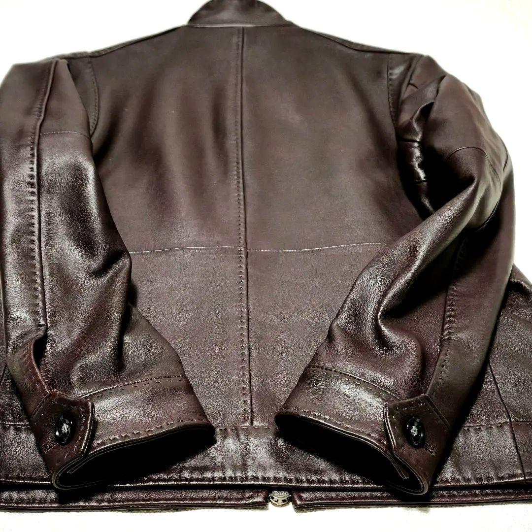 MEN'S BIGI/ ラムレザークロームタンニングジャケット / S/ボルドー