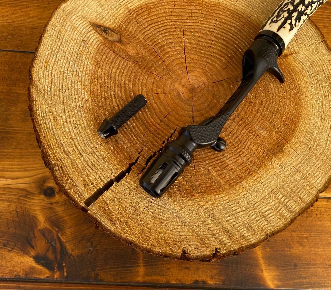 ガングリップ　鹿の角グリップ　ロッドビルディング　トラウト　渓流　ブラック