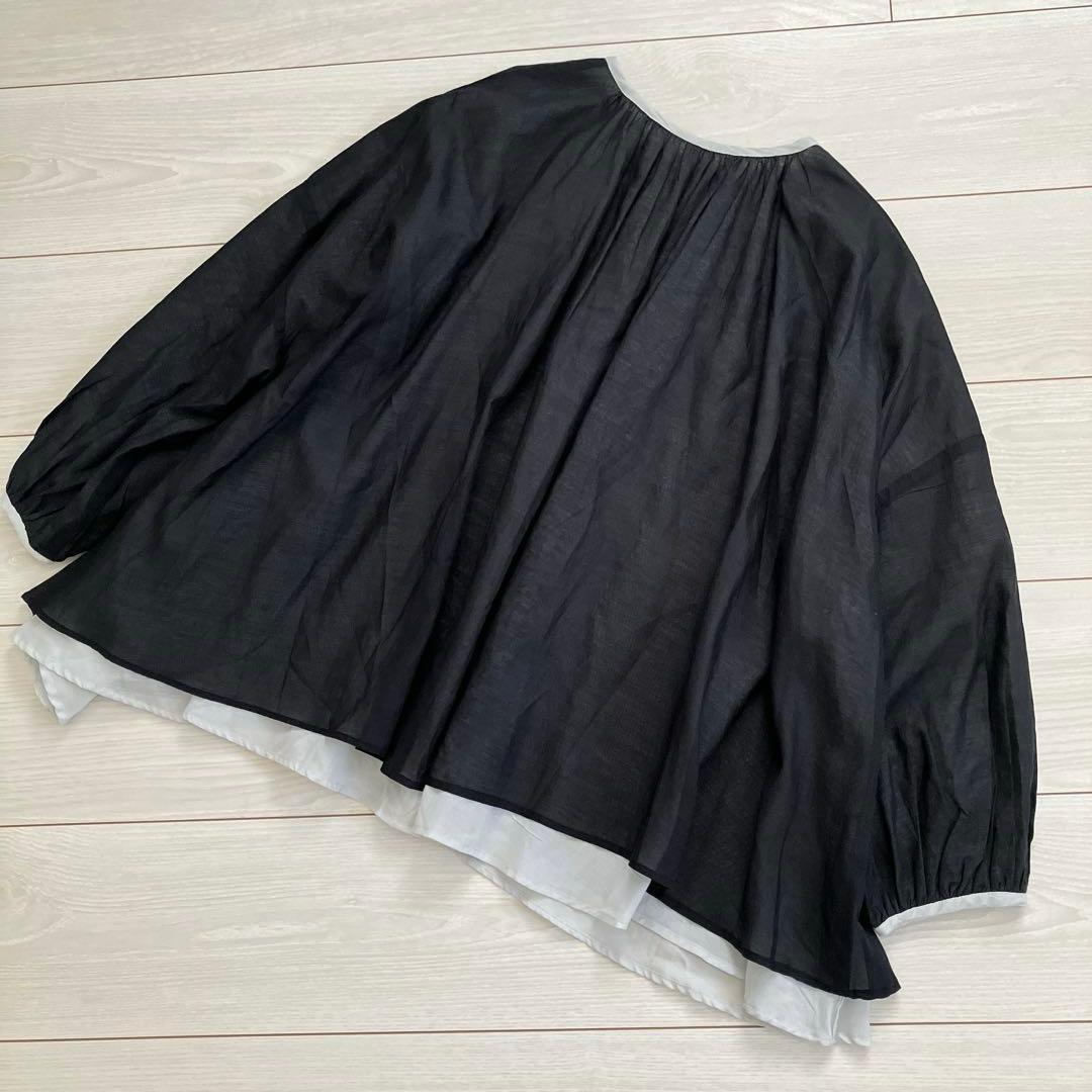 ユティリテ utilite コットンボイル ギャザー リバーシブル ブラウス