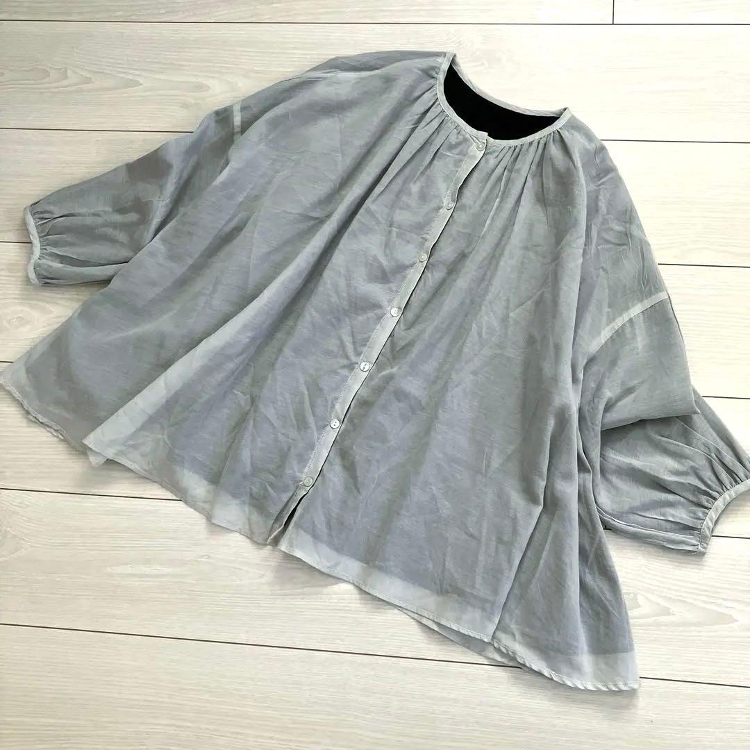 ユティリテ utilite コットンボイル ギャザー リバーシブル ブラウス