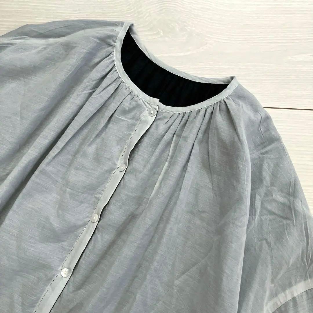 ユティリテ utilite コットンボイル ギャザー リバーシブル ブラウス